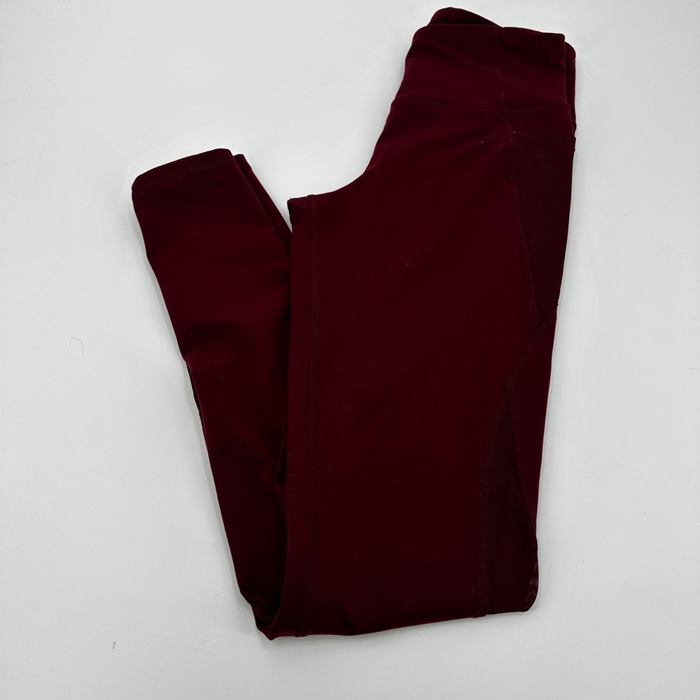 Old Navy Active Elevate Go-Dry Leggings Burgundy Maroon High Waisted Mesh Yoga‎